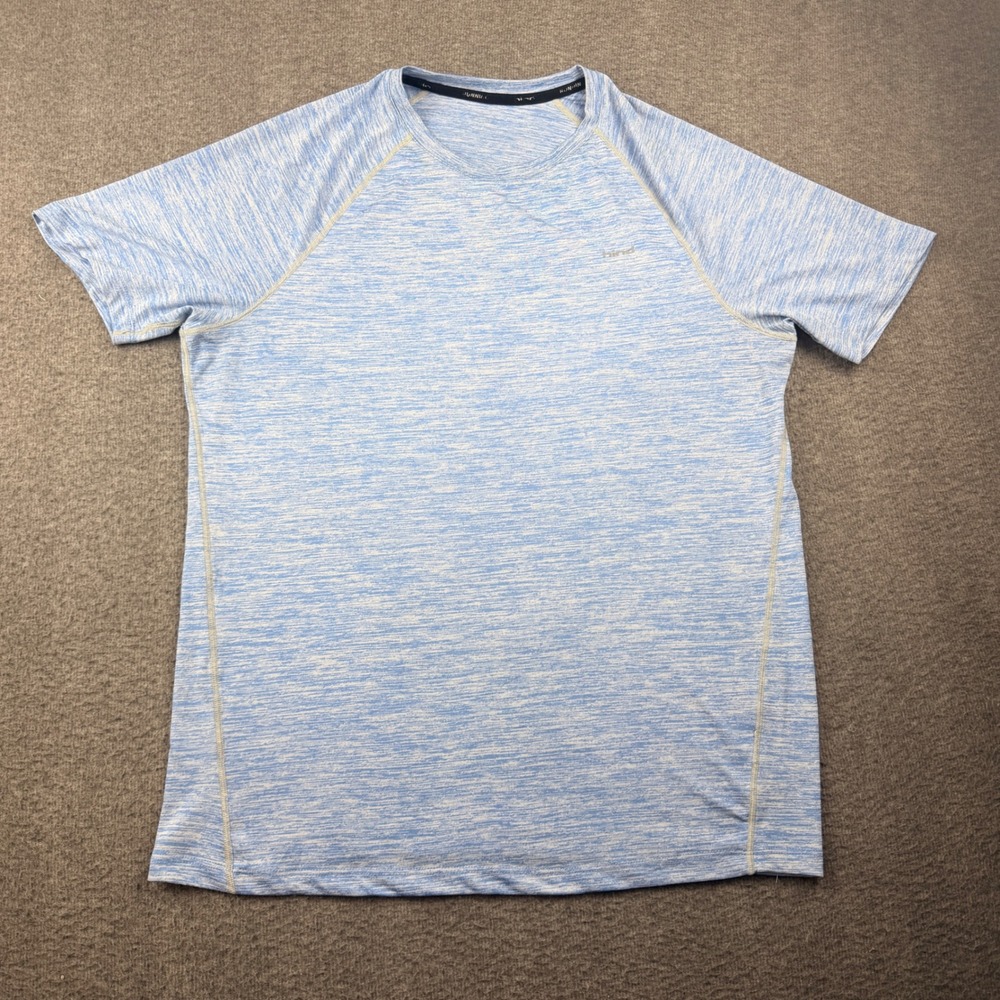 Hind Men's L Large Blue Space Dye Performance Running T-Shirt Activewear Tee